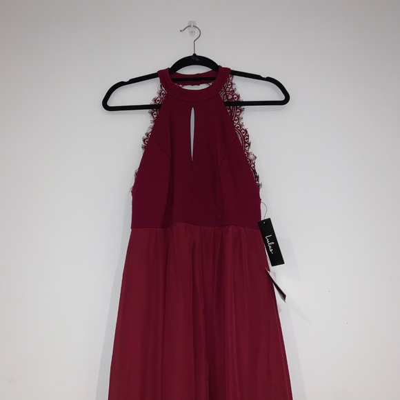 NWT Lulu's My Beloved Burgundy Lace Maxi Dress - Picture 5 of 5